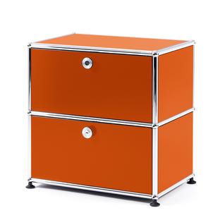 USM Haller Bedside Table with 2 Drop-down Doors Pure orange RAL 2004