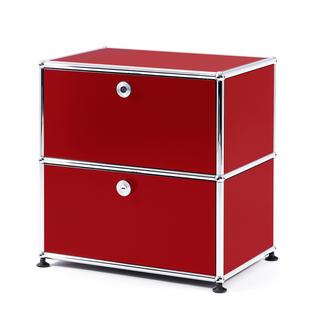 USM Haller Bedside Table with 2 Drop-down Doors USM ruby red