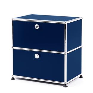 USM Haller Bedside Table with 2 Drop-down Doors Steel blue RAL 5011