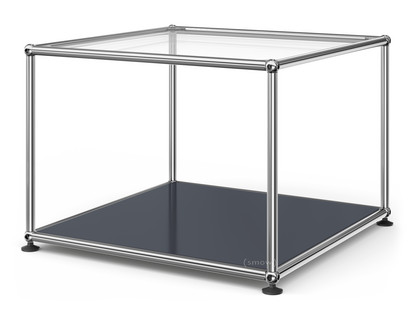 USM Haller Side Table 50 Upper panel glass, lower panel metal|Anthracite RAL 7016