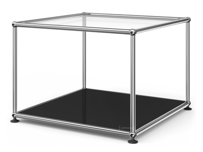 USM Haller Side Table 50 Upper panel glass, lower panel metal|Graphite black RAL 9011