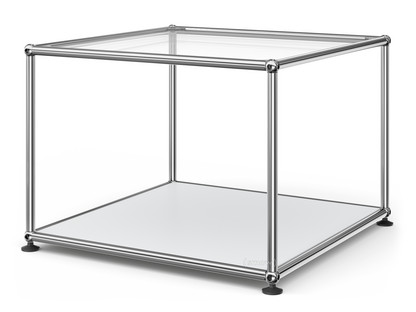 USM Haller Side Table 50 Upper panel glass, lower panel metal|USM matte silver