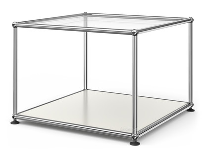 USM Haller Side Table 50 Upper panel glass, lower panel metal|Pure white RAL 9010