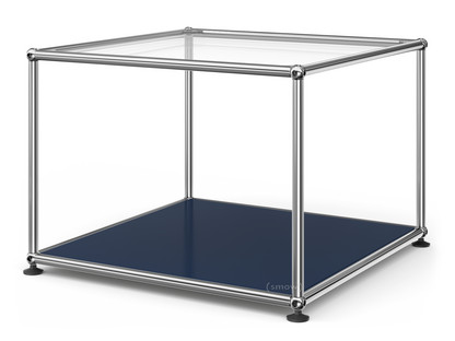 USM Haller Side Table 50 Upper panel glass, lower panel metal|Steel blue RAL 5011