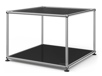 USM Haller Side Table 50 Upper panel lacquered glass, lower panel metal|Graphite black RAL 9011