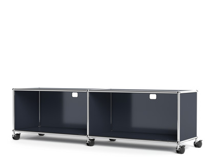 USM Haller TV-/Hi-Fi-Lowboard, Customisable Anthracite RAL 7016|With 2 drop-down doors|With cable entry hole top centre