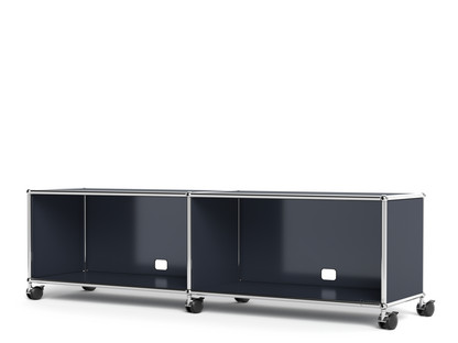 USM Haller TV-/Hi-Fi-Lowboard, Customisable Anthracite RAL 7016|With 2 drop-down doors|With cable entry hole bottom centre