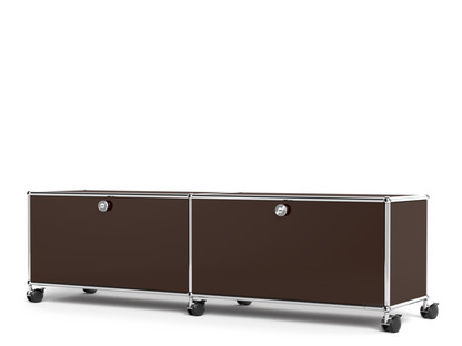 USM Haller TV-/Hi-Fi-Lowboard, Customisable USM brown|With 2 drop-down doors|Without cable entry hole
