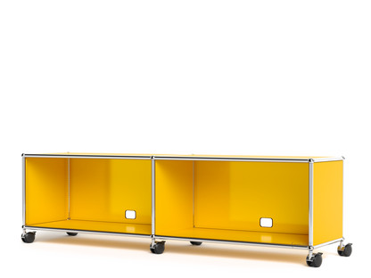 USM Haller TV-/Hi-Fi-Lowboard, Customisable Golden yellow RAL 1004|With 2 drop-down doors|With cable entry hole bottom centre