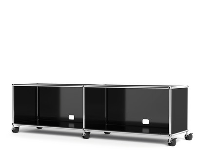 USM Haller TV-/Hi-Fi-Lowboard, Customisable Graphite black RAL 9011|Open|With cable entry hole bottom centre