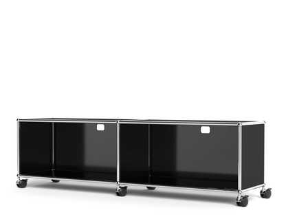 USM Haller TV-/Hi-Fi-Lowboard, Customisable Graphite black RAL 9011|With 2 drop-down doors|With cable entry hole top centre