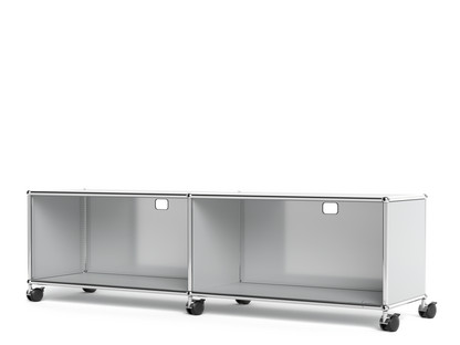 USM Haller TV-/Hi-Fi-Lowboard, Customisable Light grey RAL 7035|With 2 extension doors|With cable entry hole top centre