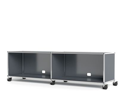 USM Haller TV-/Hi-Fi-Lowboard, Customisable Mid grey RAL 7005|With 2 drop-down doors|With cable entry hole bottom centre
