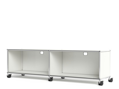 USM Haller TV-/Hi-Fi-Lowboard, Customisable Pure white RAL 9010|With 2 extension doors|With cable entry hole top centre