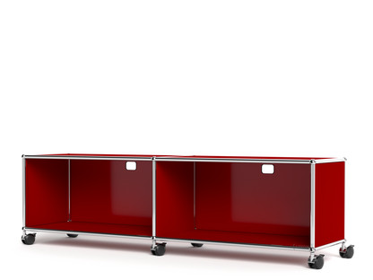 USM Haller TV-/Hi-Fi-Lowboard, Customisable USM ruby red|Open|With cable entry hole top centre