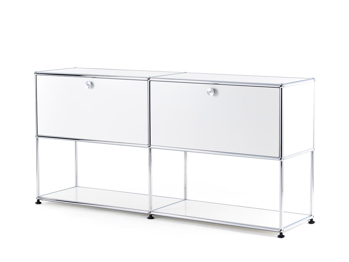 USM Haller Sideboard L with 2 Drop-down Doors, Lower Tier Structure, Pure white RAL 9010 USM Haller Sideboard L with 2 Drop-down Doors, Lower Tier Structure, Pure white RAL 9010