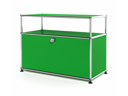 USM Haller Lowboard M with Extension, Customisable USM green|With drop-down door|With cable entry hole top centre