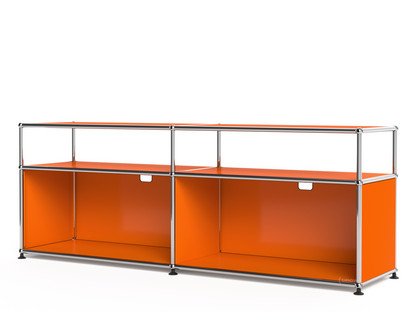 USM Haller Lowboard L with Extension, Customisable Pure orange RAL 2004|Open|With cable entry hole top centre