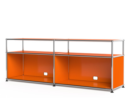 USM Haller Lowboard L with Extension, Customisable Pure orange RAL 2004|Open|With cable entry hole bottom centre
