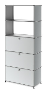 USM Haller Storage Unit with Drop-down Doors and Drawer USM matte silver