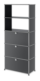 USM Haller Storage Unit with Drop-down Doors and Drawer Mid grey RAL 7005