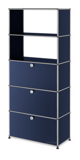USM Haller Storage Unit with Drop-down Doors and Drawer Steel blue RAL 5011