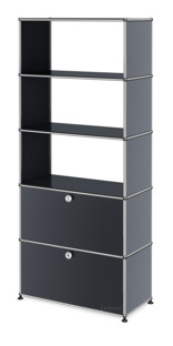 USM Haller Storage Unit with 2 Doors, without upper Rear Panels Anthracite RAL 7016