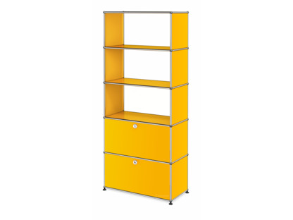 USM Haller Storage Unit with 2 Doors, without upper Rear Panels Golden yellow RAL 1004