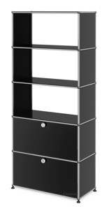 USM Haller Storage Unit with 2 Doors, without upper Rear Panels Graphite black RAL 9011