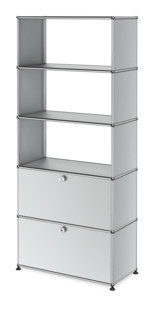 USM Haller Storage Unit with 2 Doors, without upper Rear Panels USM matte silver