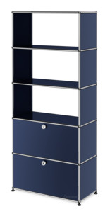 USM Haller Storage Unit with 2 Doors, without upper Rear Panels Steel blue RAL 5011
