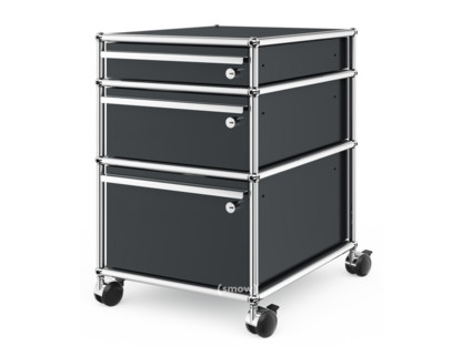 USM Haller Mobile Pedestal with 3 Drawers Type II (with Counterbalance) All compartments with a lock|Anthracite RAL 7016