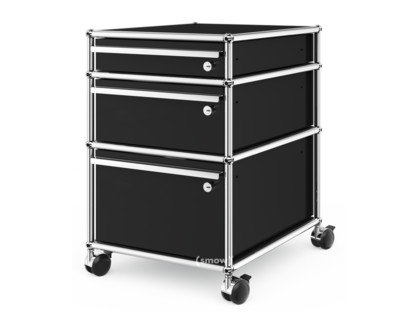 USM Haller Mobile Pedestal with 3 Drawers Type II (with Counterbalance) All compartments with a lock|Graphite black RAL 9011