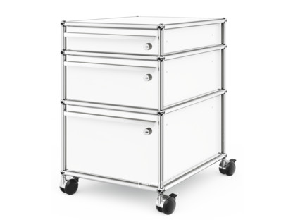 USM Haller Mobile Pedestal with 3 Drawers Type II (with Counterbalance) All compartments with a lock|Pure white RAL 9010