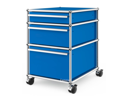 USM Haller Mobile Pedestal with 3 Drawers Type II (with Counterbalance) No locks|Gentian blue RAL 5010