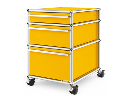 USM Haller Mobile Pedestal with 3 Drawers Type II (with Counterbalance) No locks|Golden yellow RAL 1004