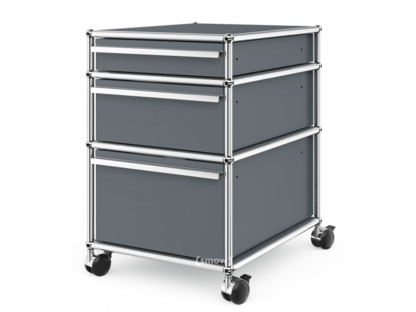 USM Haller Mobile Pedestal with 3 Drawers Type II (with Counterbalance) No locks|Mid grey RAL 7005