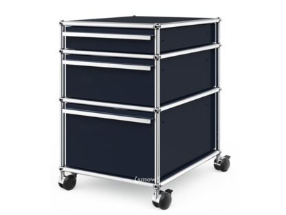 USM Haller Mobile Pedestal with 3 Drawers Type II (with Counterbalance) No locks|Steel blue RAL 5011