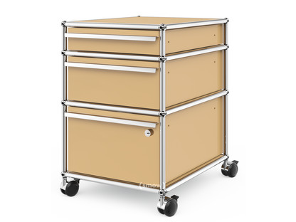 USM Haller Mobile Pedestal with 3 Drawers Type II (with Counterbalance) Lowest drawer with lock|USM beige