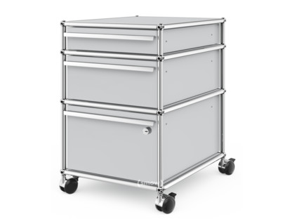 USM Haller Mobile Pedestal with 3 Drawers Type II (with Counterbalance) Lowest drawer with lock|USM matte silver