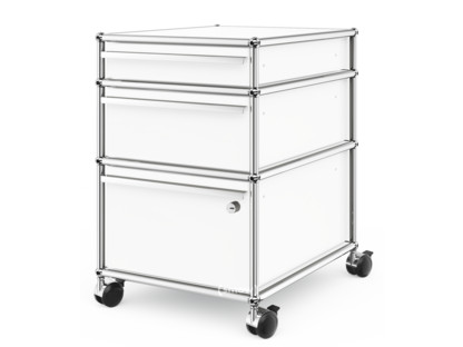 USM Haller Mobile Pedestal with 3 Drawers Type II (with Counterbalance) Lowest drawer with lock|Pure white RAL 9010
