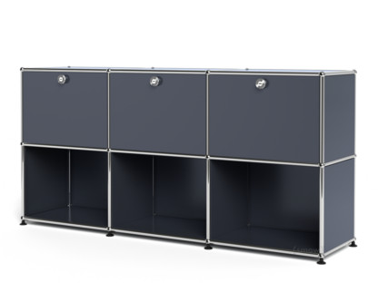 USM Haller Sideboard 50, Customisable Anthracite RAL 7016|With 3 drop-down doors|Open