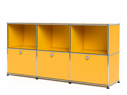 USM Haller Sideboard 50, Customisable Golden yellow RAL 1004|Open|With 3 drop-down doors