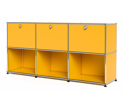 USM Haller Sideboard 50, Customisable Golden yellow RAL 1004|With 3 drop-down doors|Open