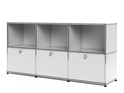 USM Haller Sideboard 50, Customisable USM matte silver|Open|With 3 drop-down doors