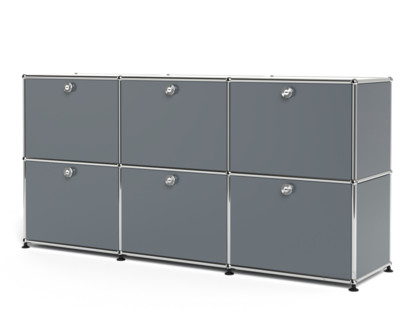 USM Haller Sideboard 50, Customisable Mid grey RAL 7005|With 3 drop-down doors|With 3 drop-down doors