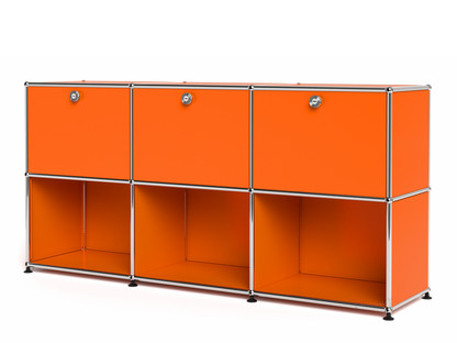 USM Haller Sideboard 50, Customisable Pure orange RAL 2004|With 3 drop-down doors|Open