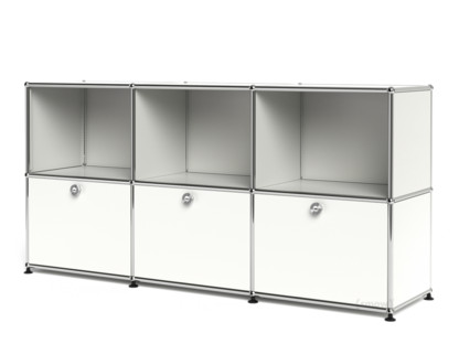 USM Haller Sideboard 50, Customisable Pure white RAL 9010|Open|With 3 drop-down doors