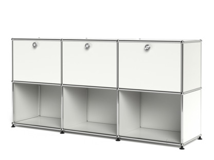 USM Haller Sideboard 50, Customisable Pure white RAL 9010|With 3 drop-down doors|Open