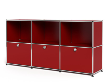 USM Haller Sideboard 50, Customisable USM ruby red|Open|With 3 drop-down doors